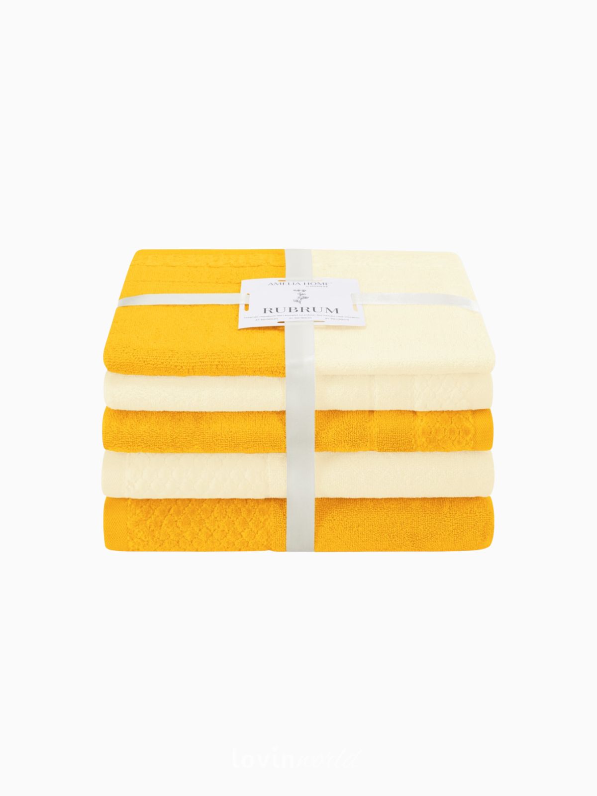 Set 6 Asciugamani da bagno Rubrum in 100% cotone, colore giallo e crema-1