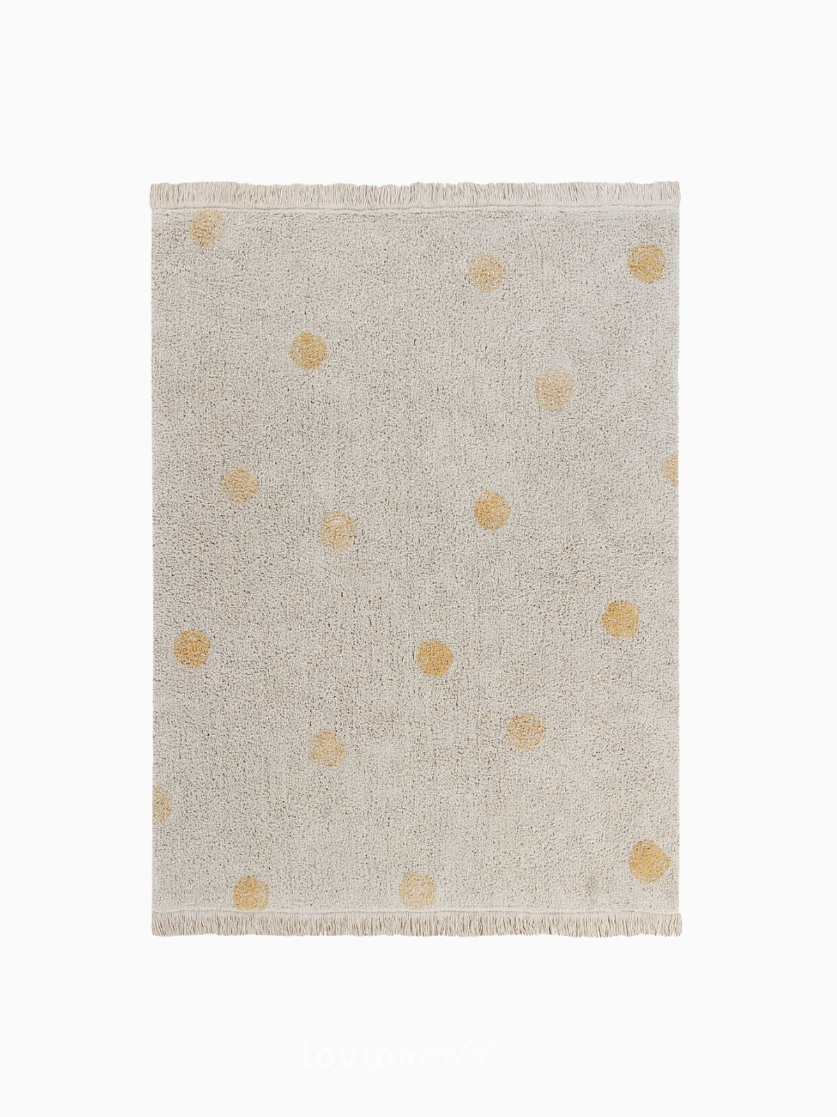 Tappeto in cotone lavabile Hippy Dots Naturale/Miele, 120x160 cm.-1