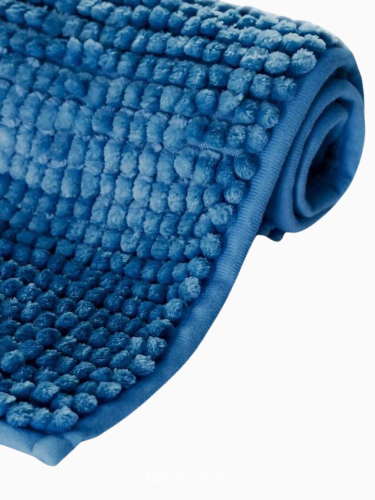 Tappetino da bagno Bati 100% poliestere, in colore blu-3