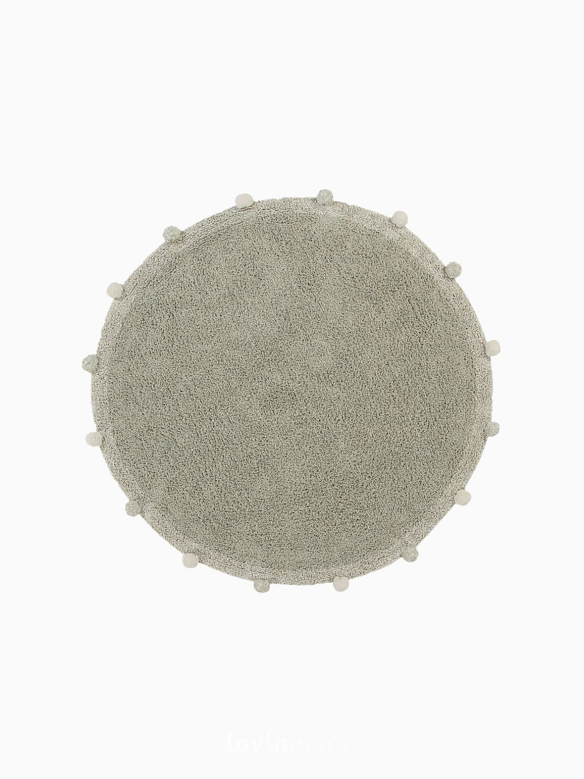 Tappeto in cotone lavabile Bubbly Olive, 120x120 cm.-1