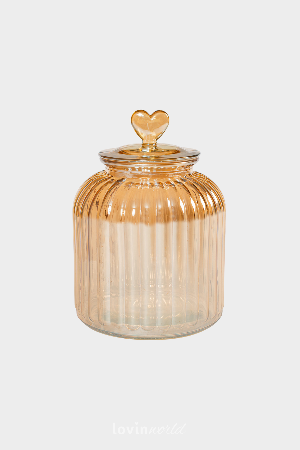 Barattolo in vetro ambrato con coperchio a forma di cuore 3700 cc.-1