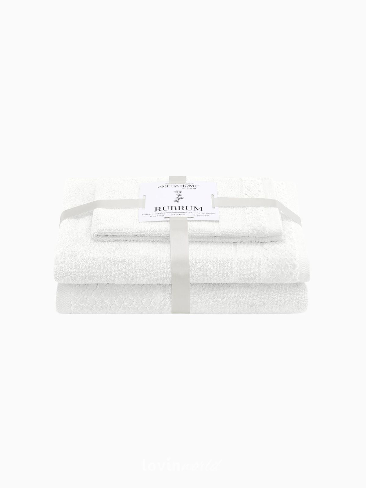 Set 3 Asciugamani da bagno Rubrum in 100% cotone, colore bianco-1