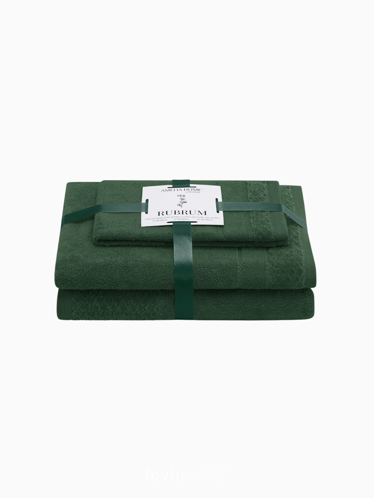 Set 3 Asciugamani da bagno Rubrum in 100% cotone, colore verde-1
