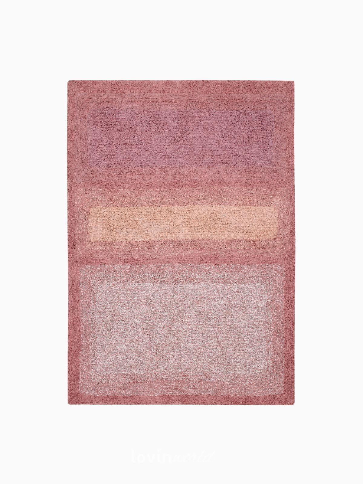 Tappeto in cotone lavabile Water Canyon Rose, 140x200 cm.-1