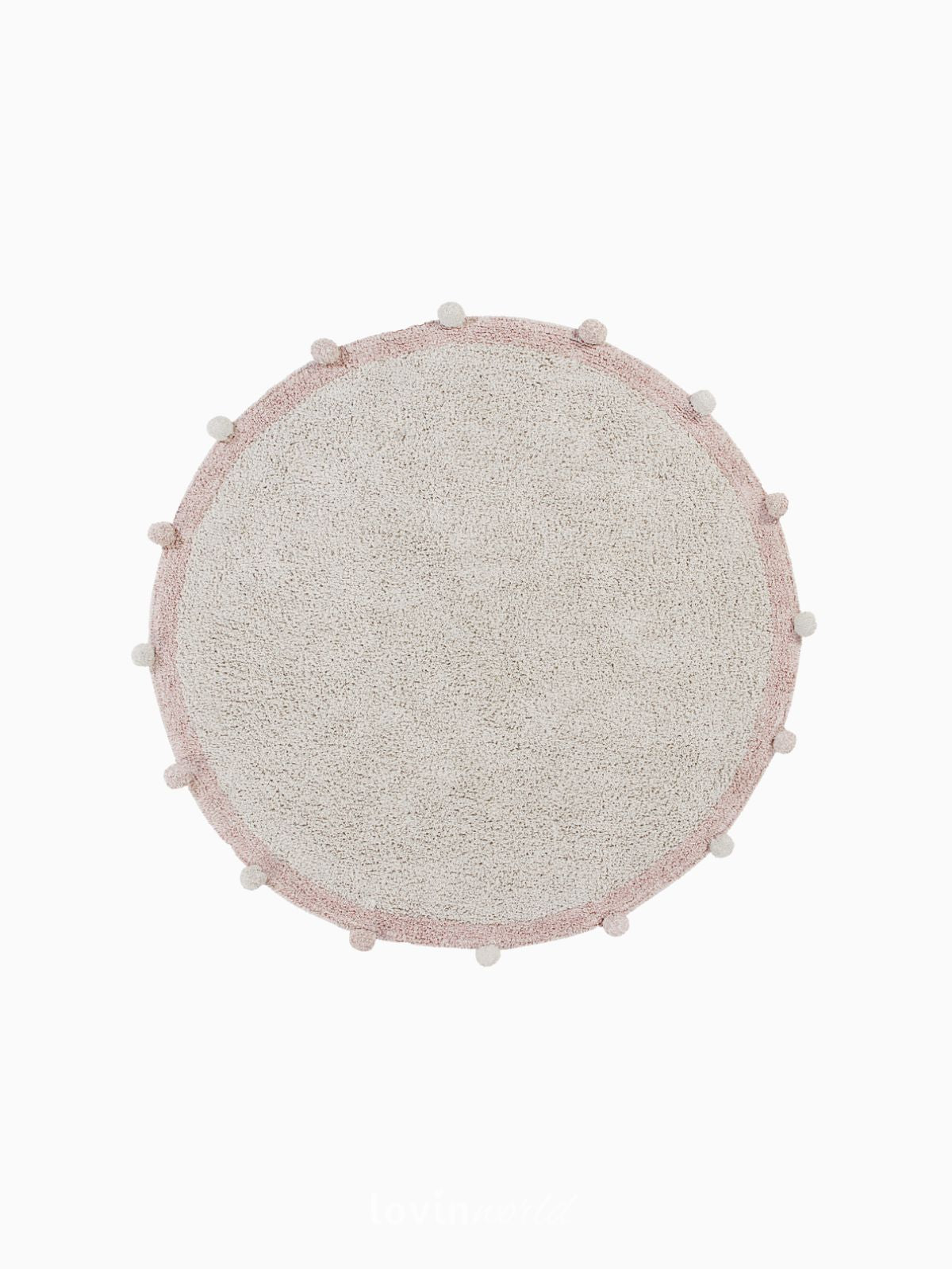 Tappeto in cotone lavabile Bubbly Rosa Vintage, 120x120 cm.-1