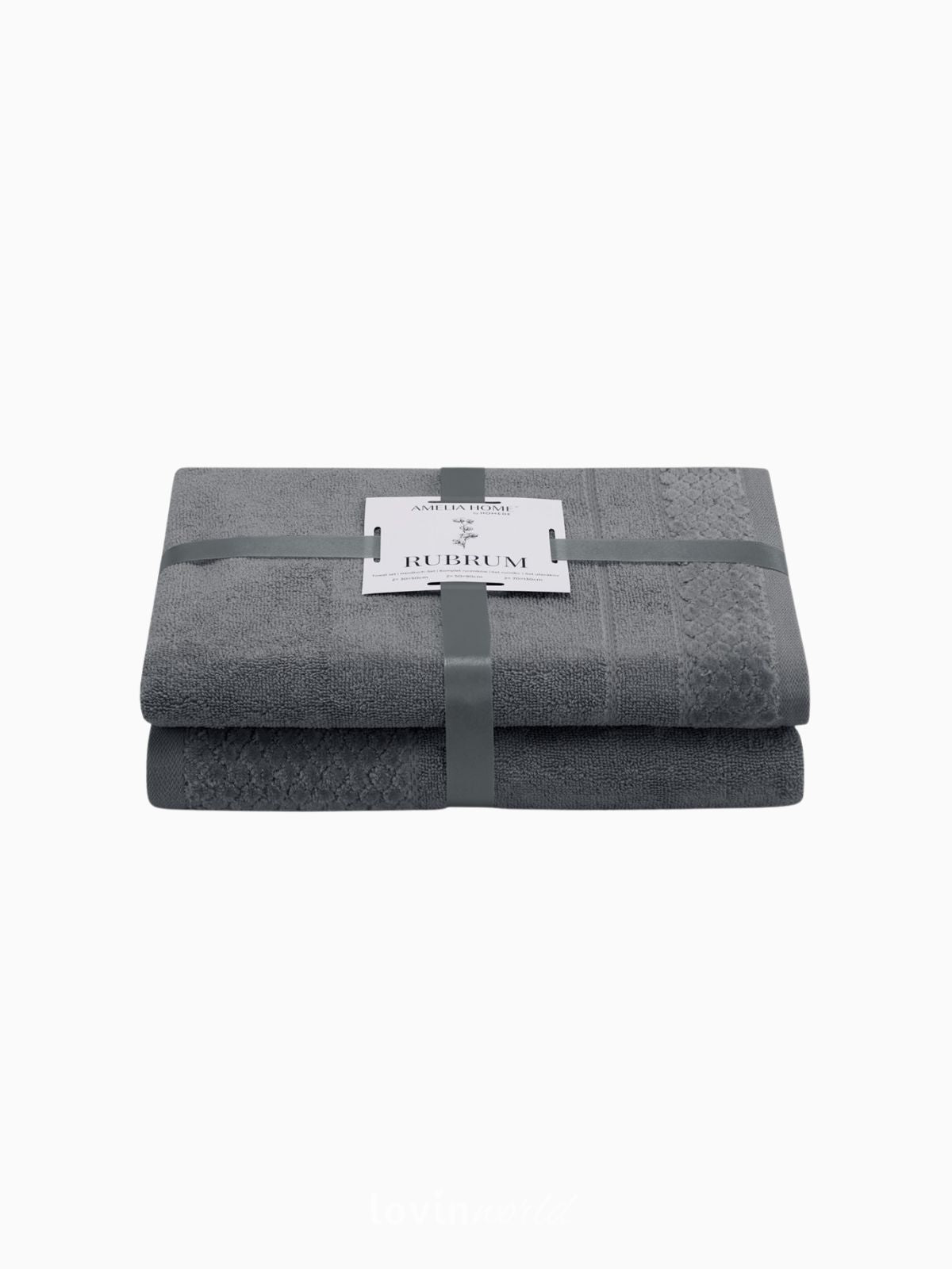 Set 2 Asciugamani da bagno Rubrum in 100% cotone, colore grigio-1