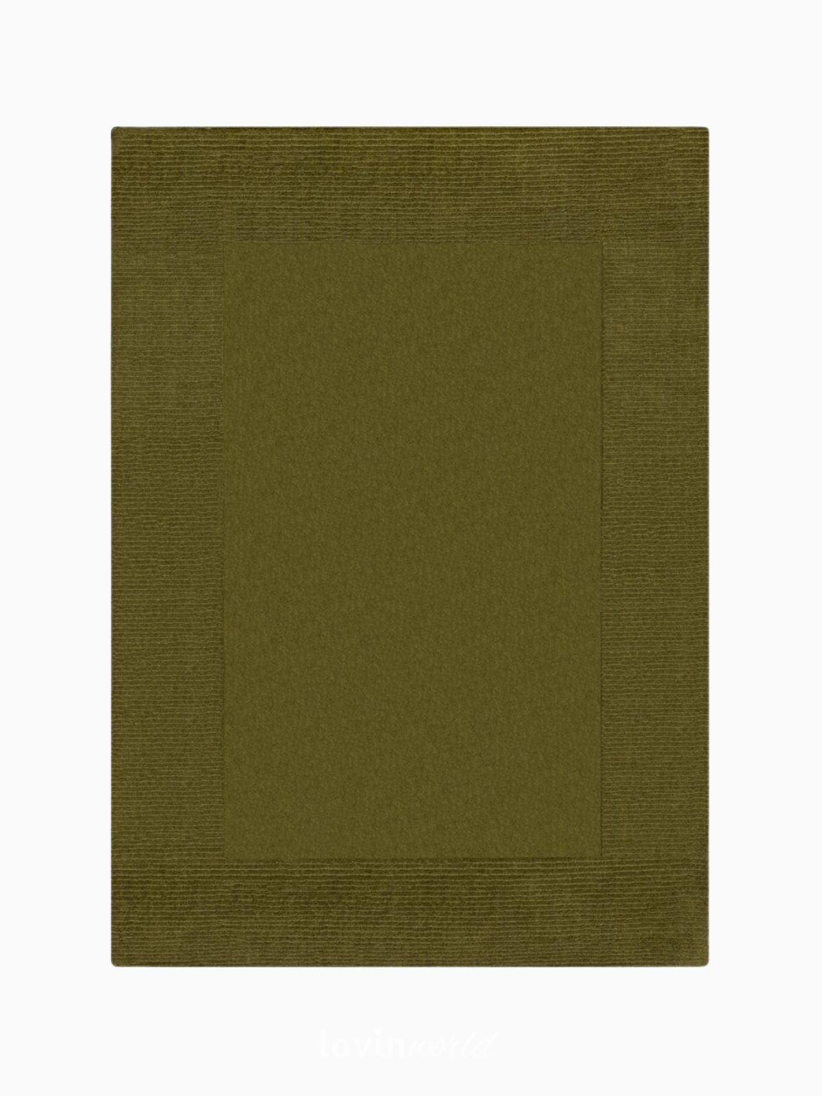 Tappeto di design Textured Wool Border in lana, colore verde-1