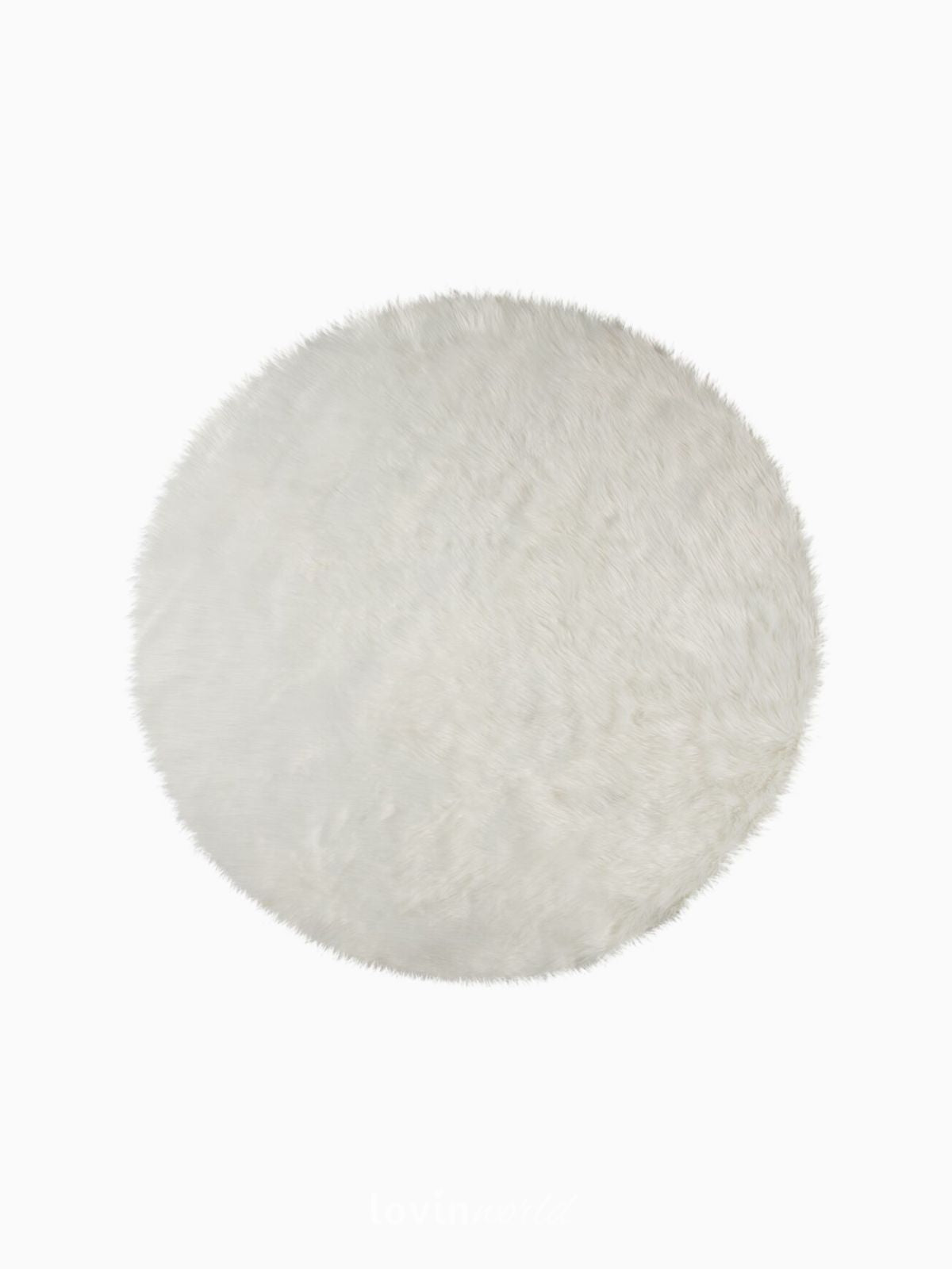 Tappeto rotondo shaggy Sheepskin in poliestere, colore avorio 120x120 cm.-1