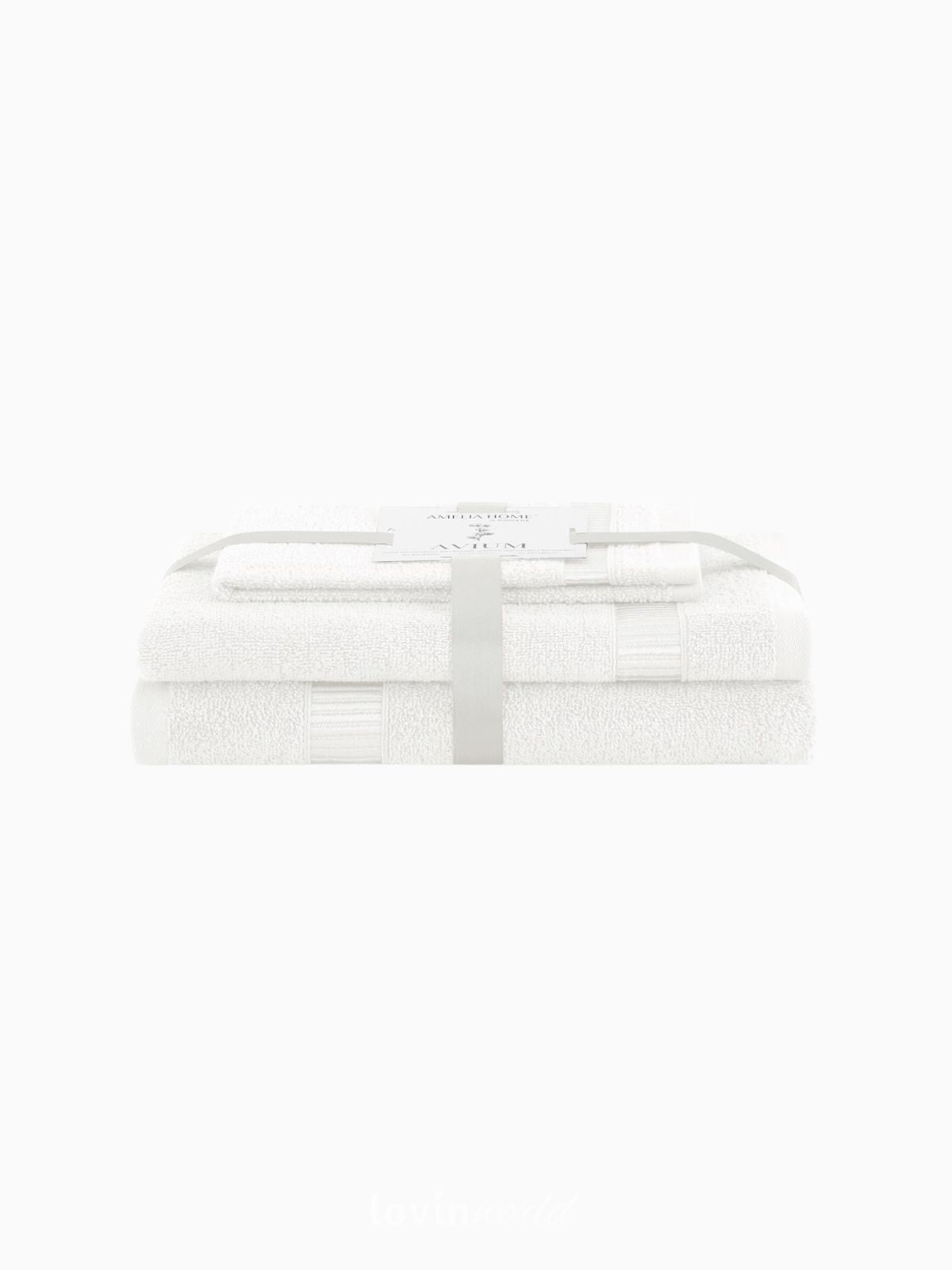 Set 3 Asciugamani da bagno Avium in 100% cotone, colore bianco-1
