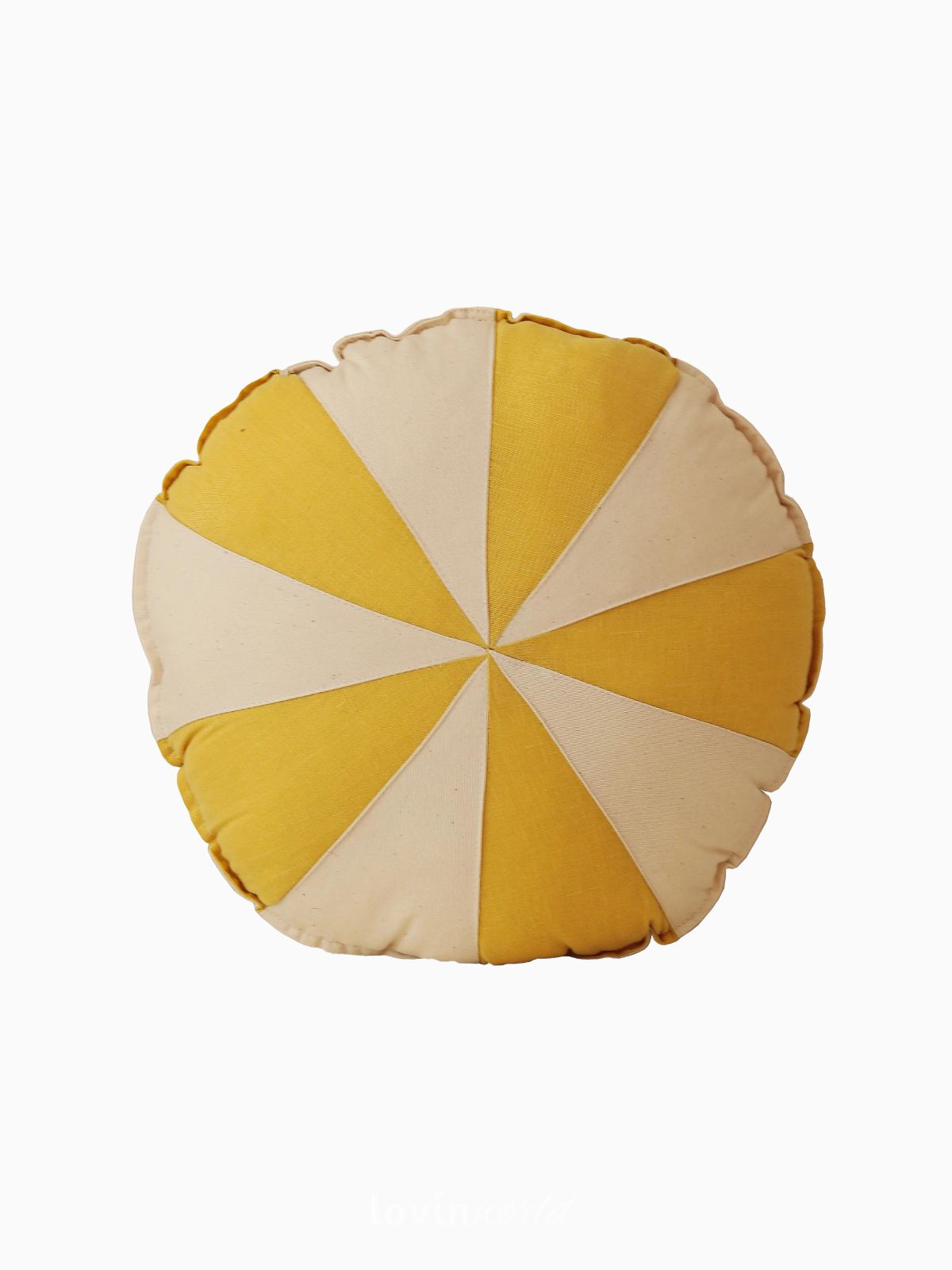 Cuscino Circo 100% lino e cotone in colore giallo e beige 39x39 cm.-1