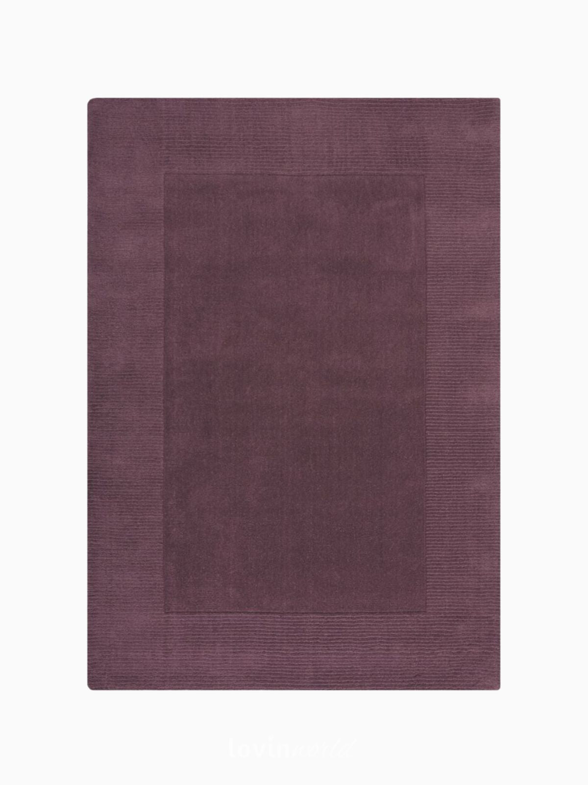 Tappeto di design Textured Wool Border in lana, colore viola-1
