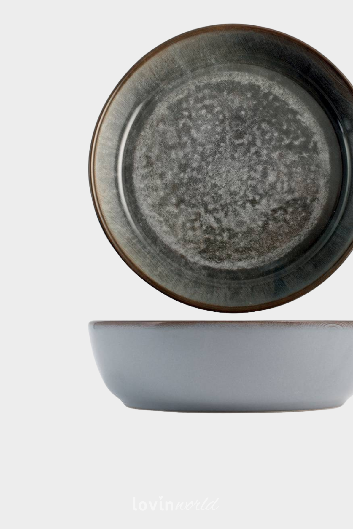 Piatto fondo Velvet in stoneware colore grigio 20 cm.-2