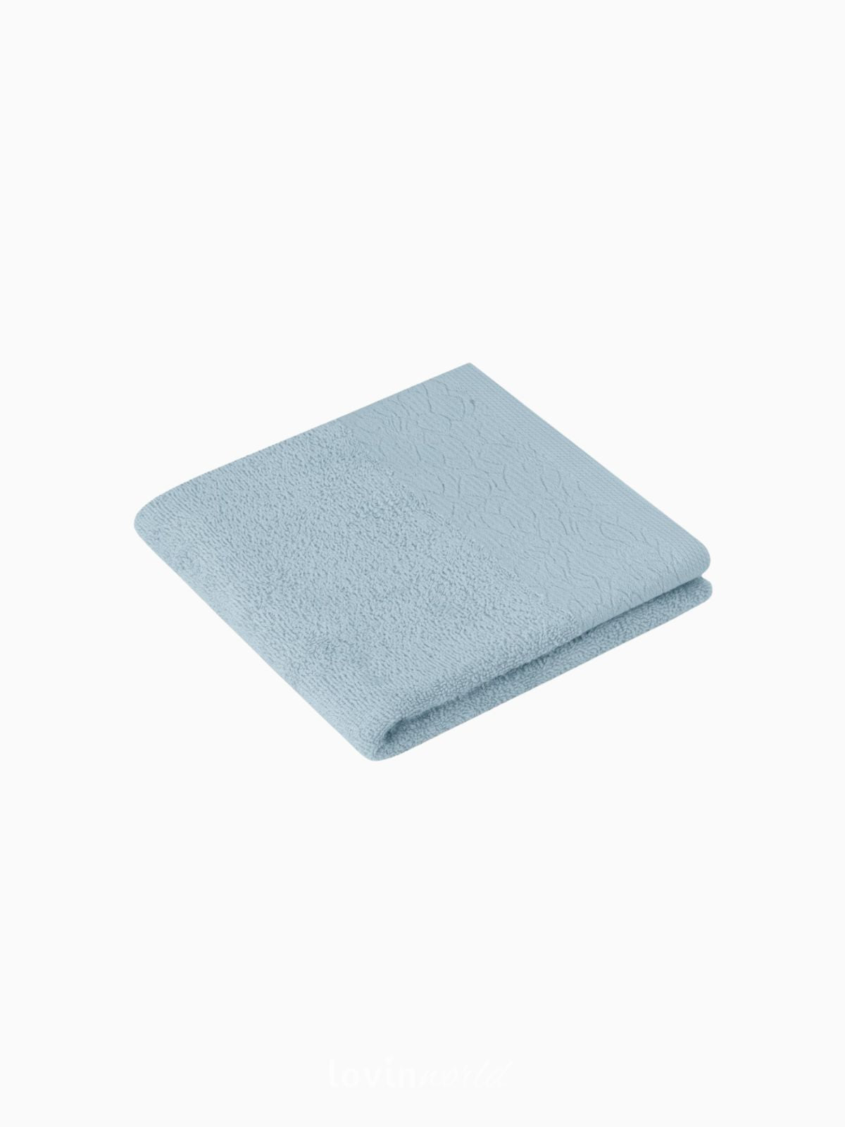 Set 3 Asciugamani da bagno Flos in 100% cotone, colore celeste-2