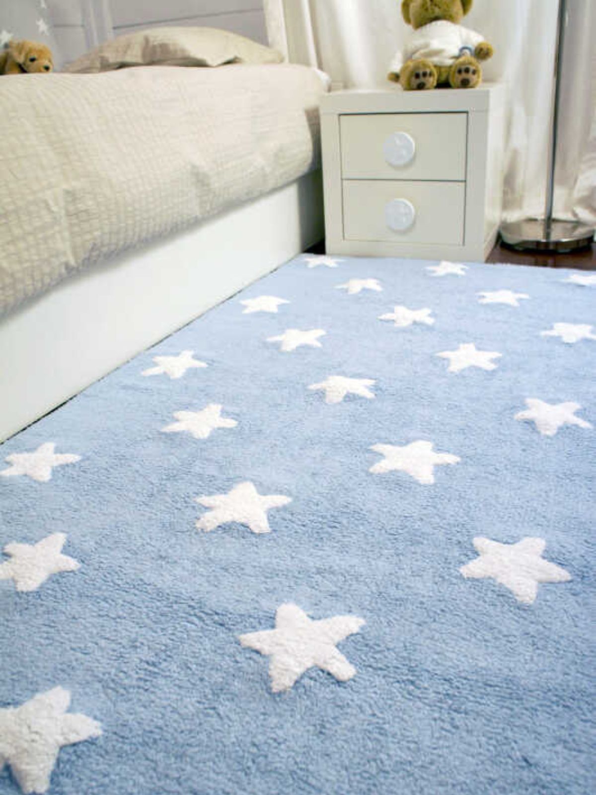 Tappeto lavabile per bambini Stars in colore blu 120x160 cm.