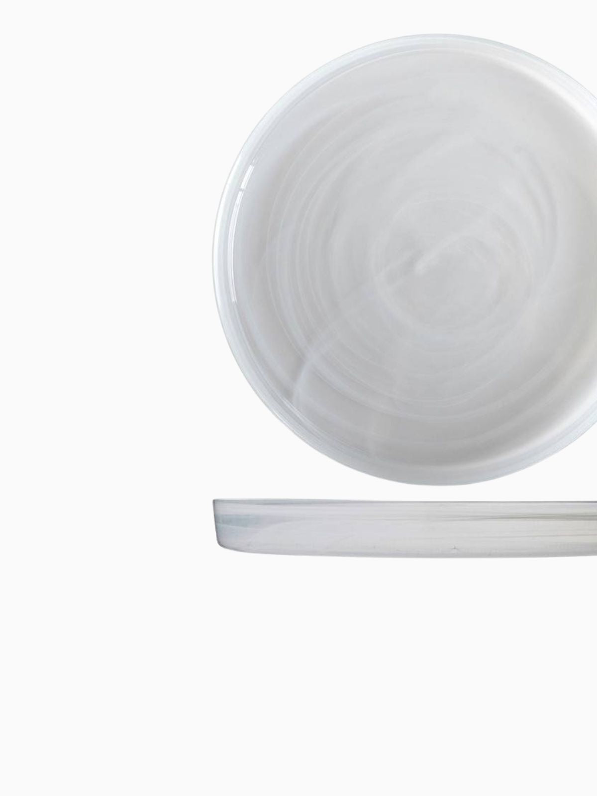 Set 6 piatti Alabastro realizzato in pasta di vetro bianca 21x2,5 cm.-2