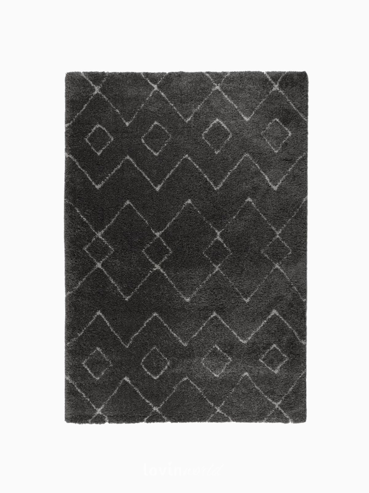 Tappeto di design Imari in polipropilene, colore grigio scuro-1