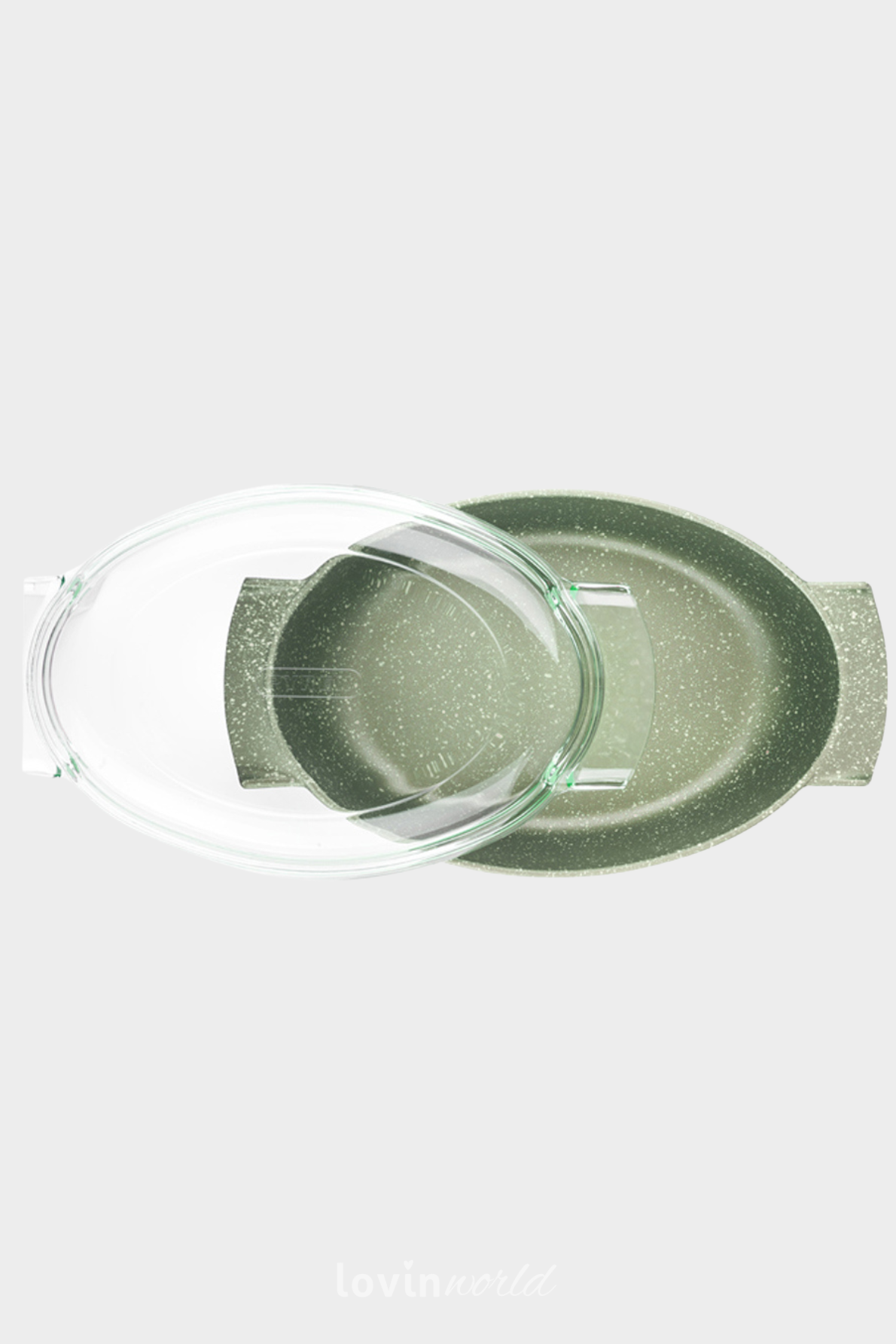 Rostiera ovale Dr. Green con coperchio, in alluminio antiaderente 36x24 cm.-2