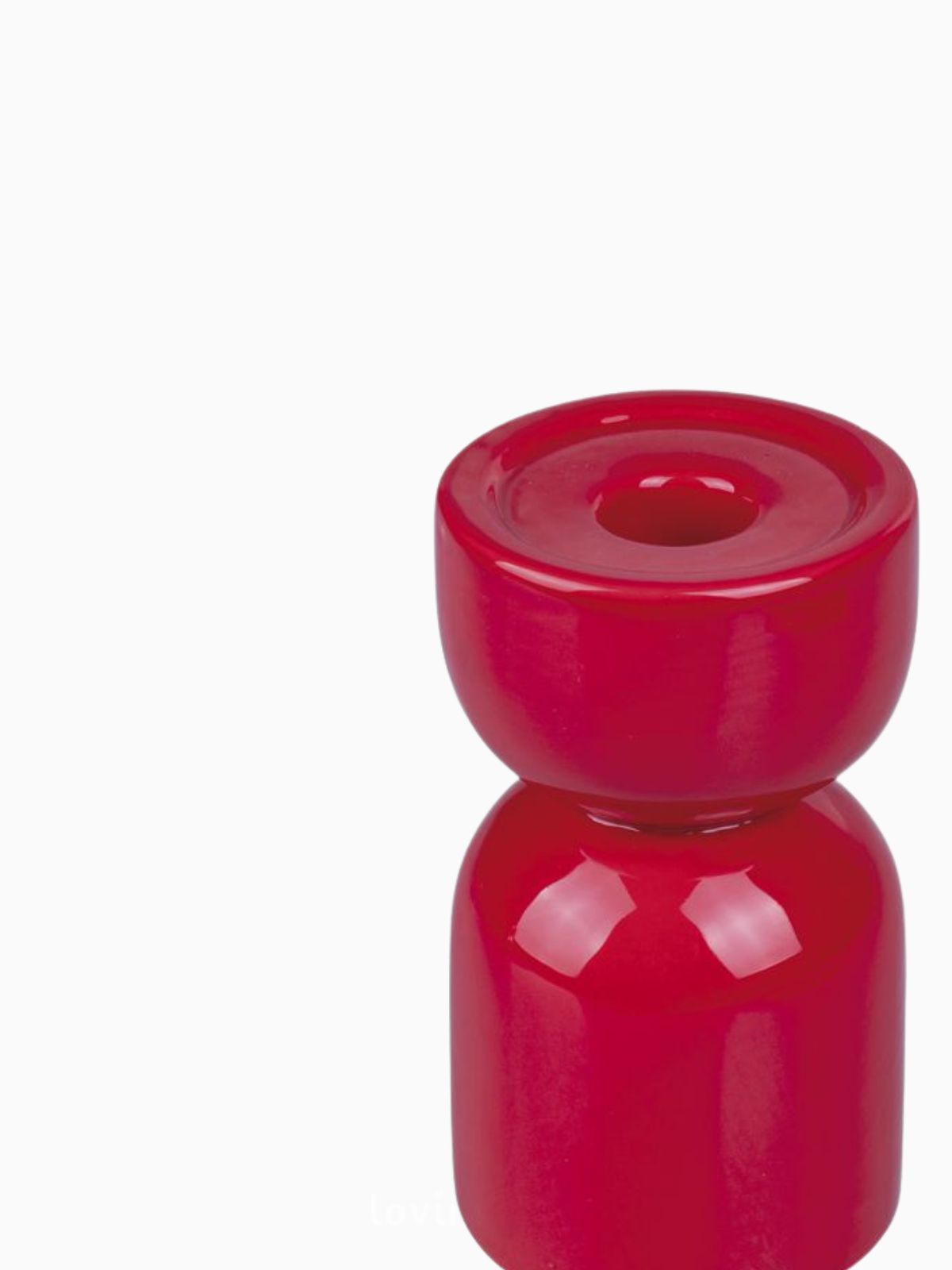 Candeliere Xmas in ceramica, colore rosso 12,6 cm.-3