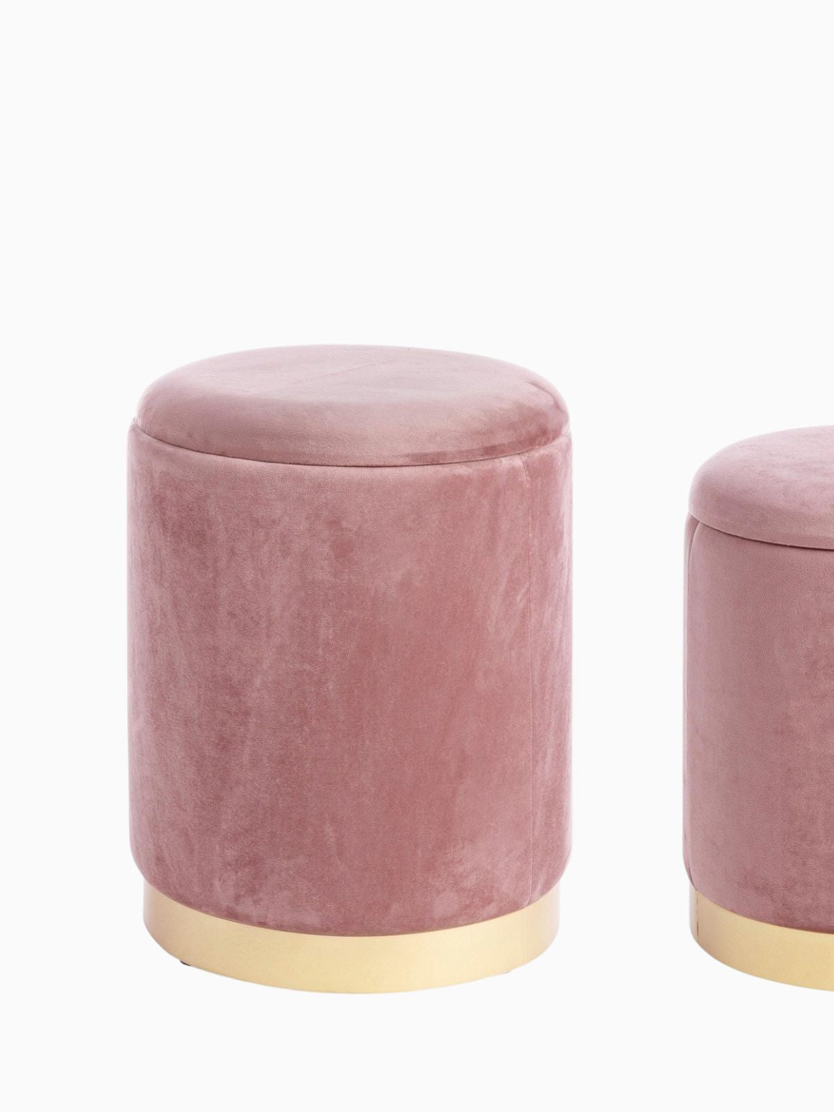 Set di 2 pouf contenitore POLINA in velluto rosa-rosso - Konte Design