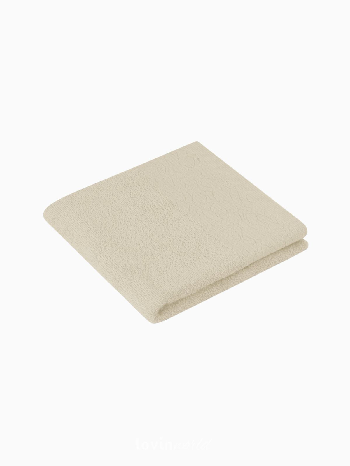 Set 3 Asciugamani da bagno Flos in 100% cotone, colore beige-2