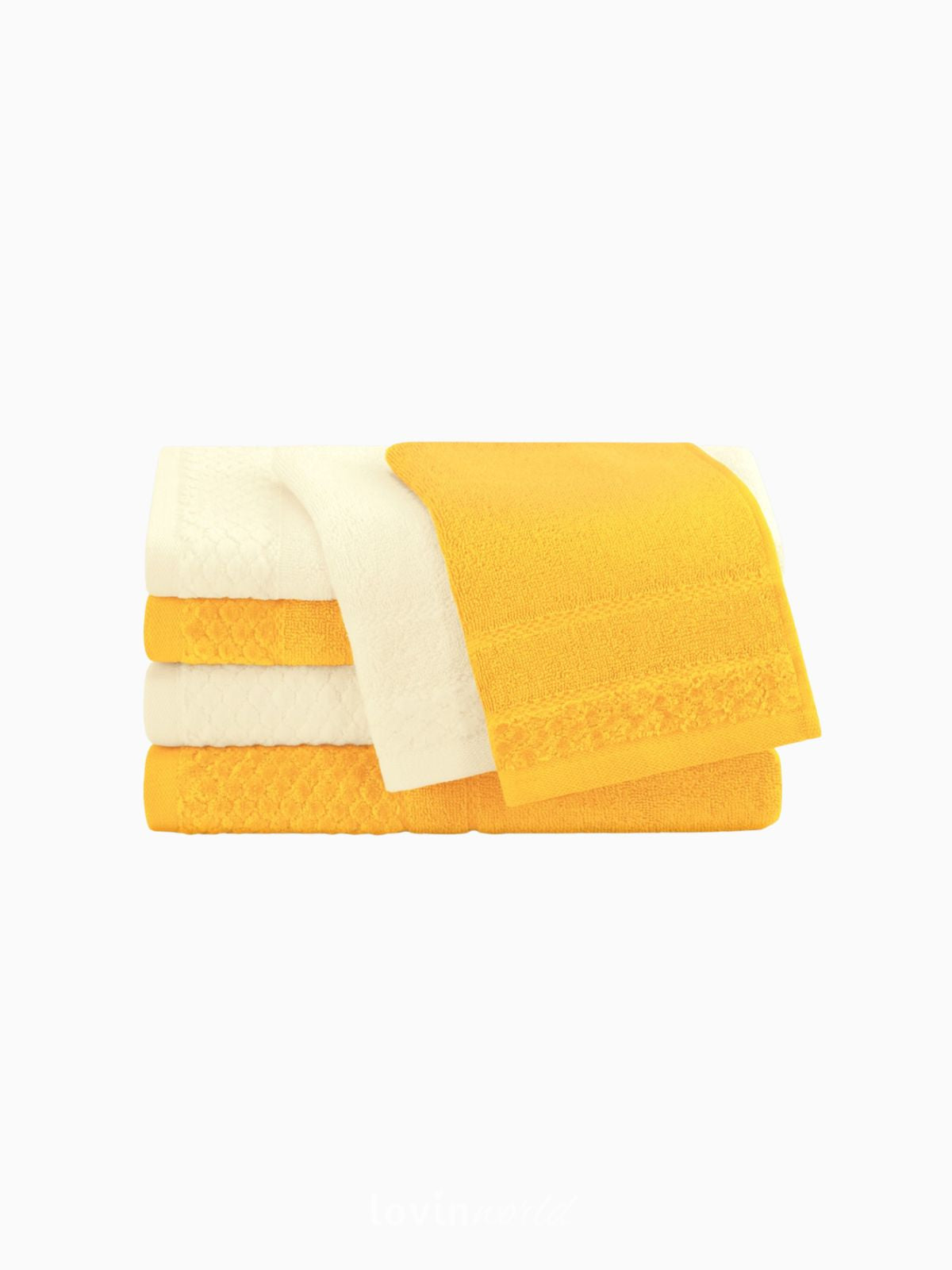 Set 6 Asciugamani da bagno Rubrum in 100% cotone, colore giallo e crema-2