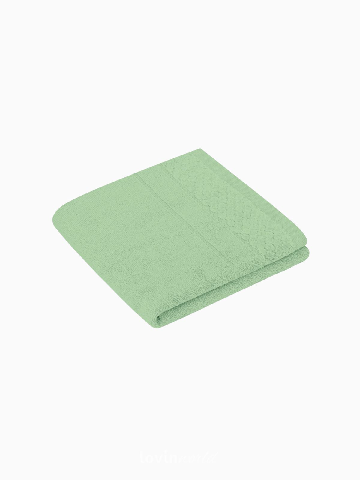 Set 2 Asciugamani da bagno Rubrum in 100% cotone, colore verde chiaro-2