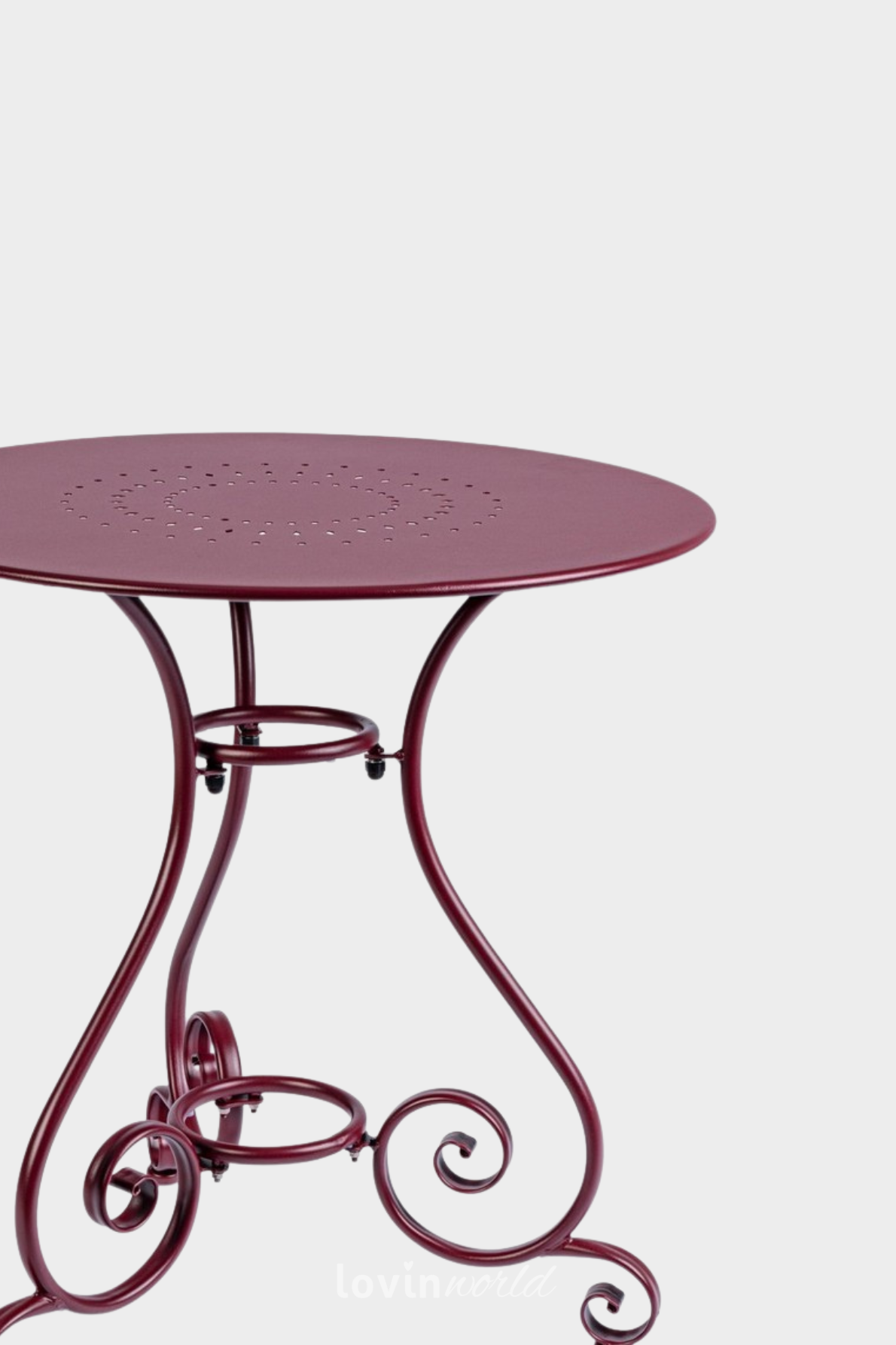 Tavolino da esterno Etienne Ø70 cm. in acciaio, colore bordeaux-4