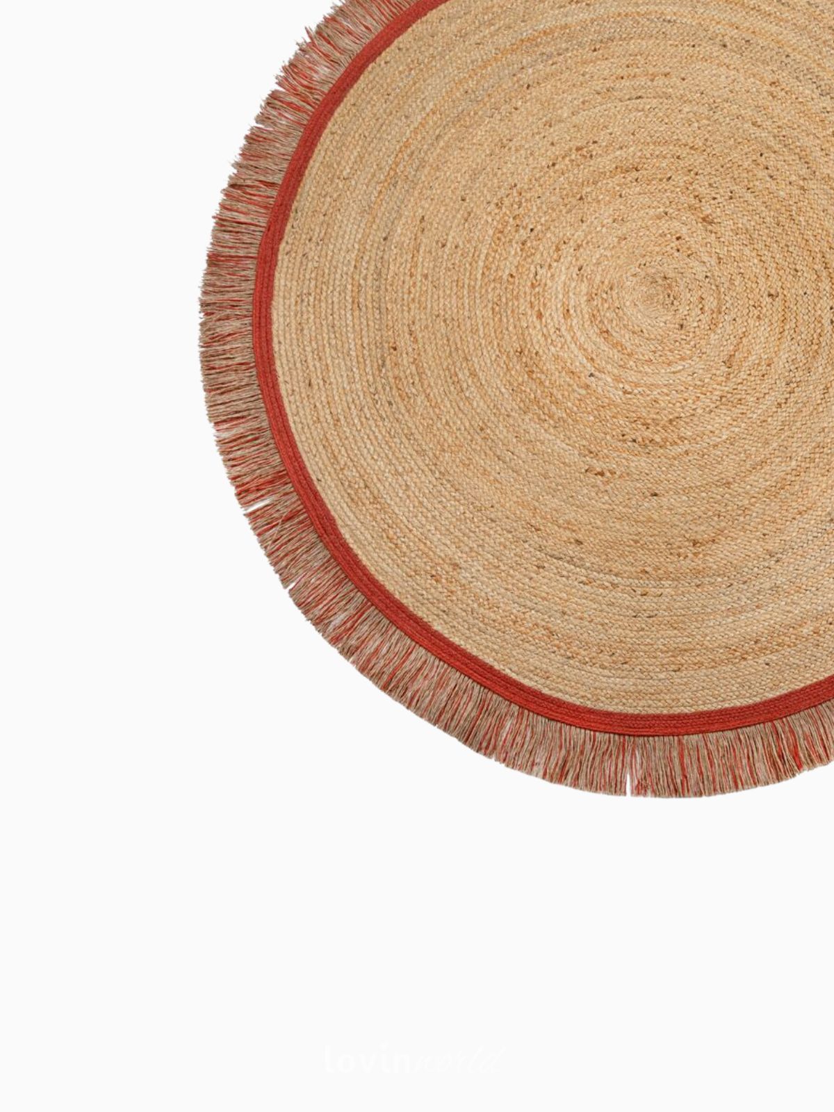 Tappeto rotondo Kahana in iuta, in colore rosso e naturale 180x180 cm.-4