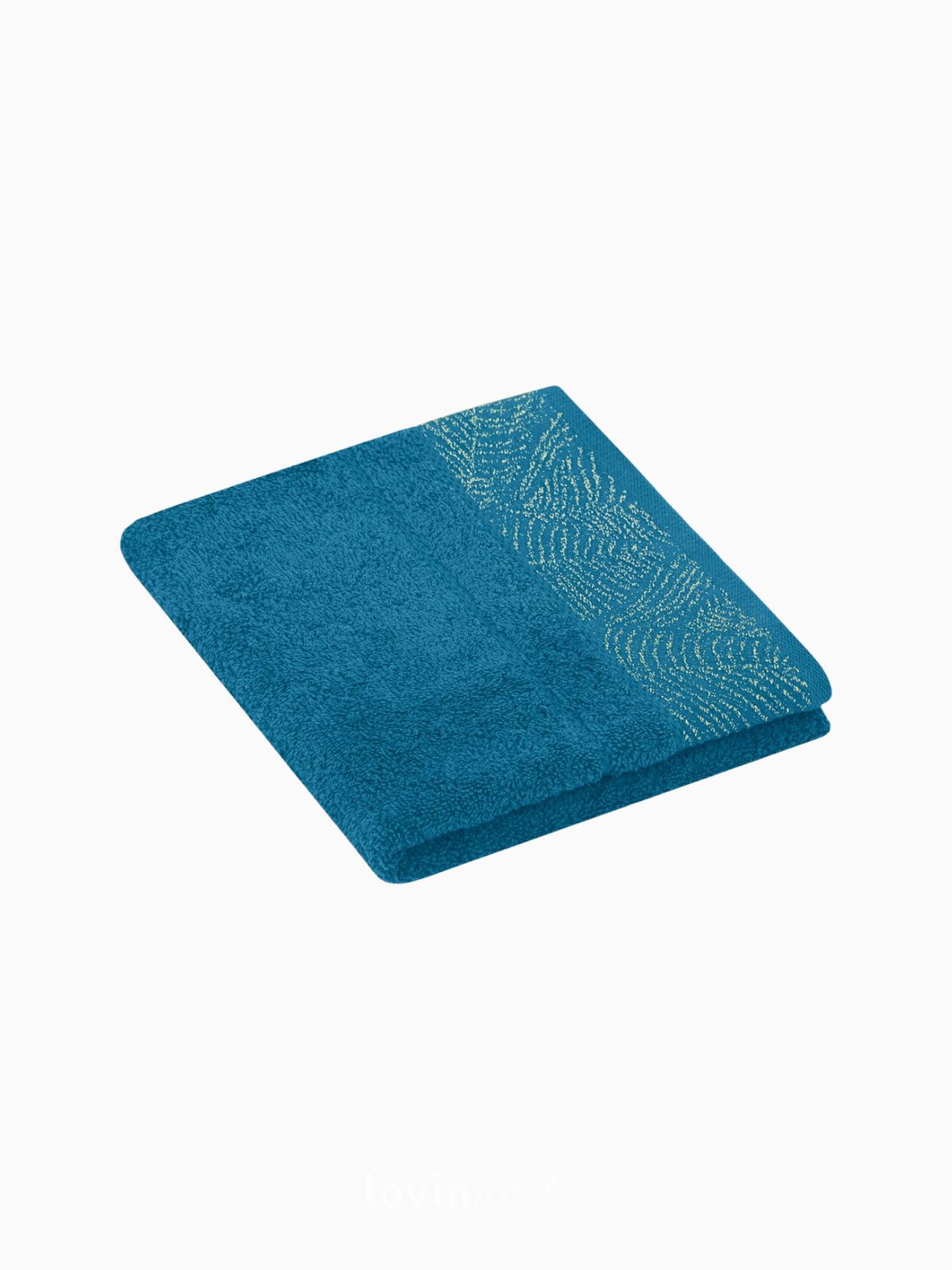 Set 2 Asciugamani da bagno Bellis in 100% cotone, colore azzurro-2