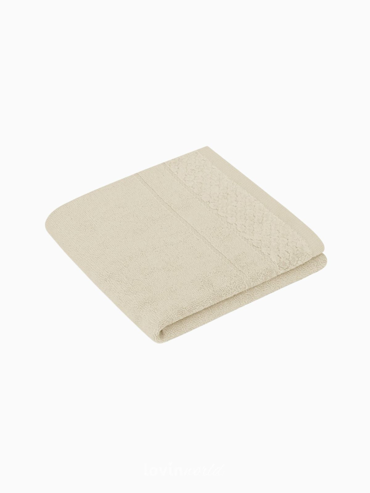 Set 3 Asciugamani da bagno Rubrum in 100% cotone, colore beige-2