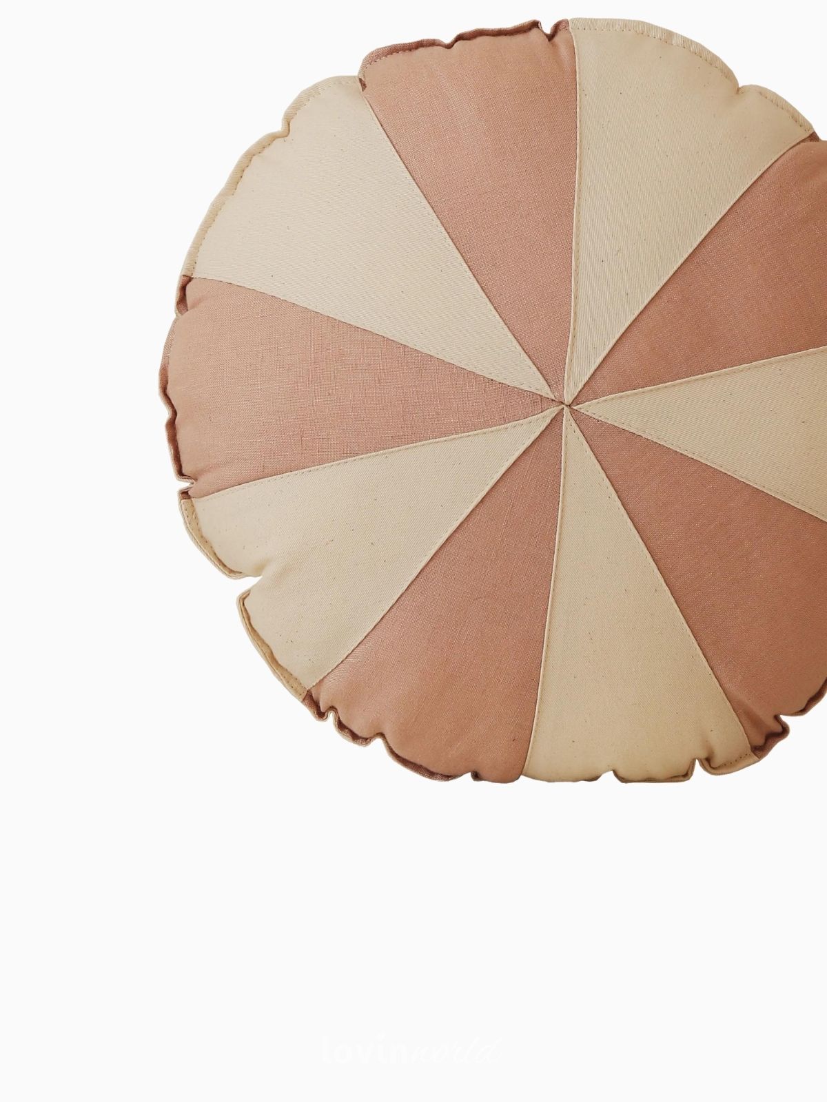 Cuscino Circo 100% lino e cotone in colore rosa e beige 39x39 cm.-5