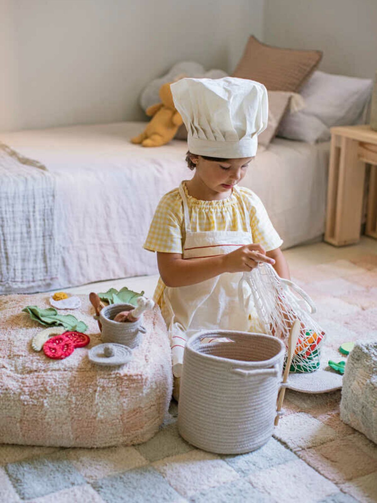 Tappeto lavabile per bambini Piastrelle Cucina in colore rosa 120x160 cm.-2
