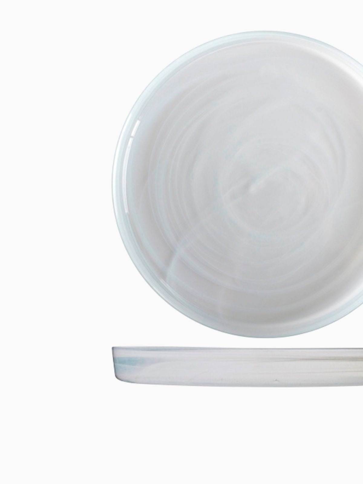 Set 6 piatti Alabastro realizzato in pasta di vetro bianca 33x4 cm.-2