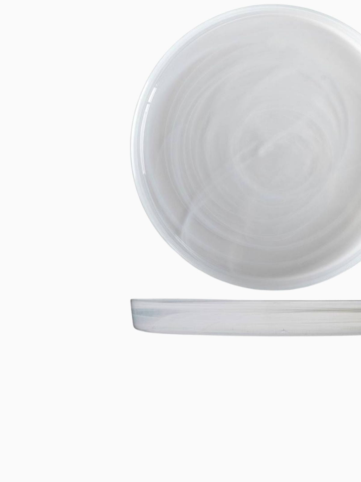 Set 6 piatti Alabastro realizzato in pasta di vetro bianca 28x3 cm.-2