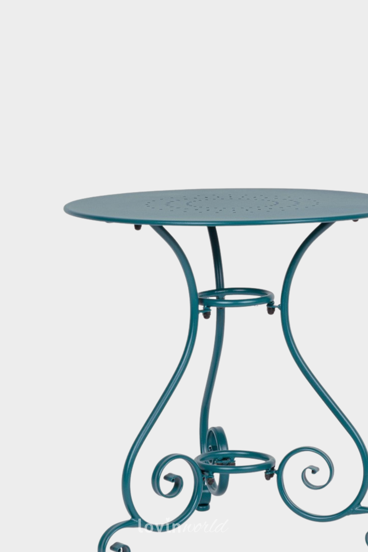 Tavolino da esterno Etienne Ø70 cm. in acciaio, colore azzurro-4