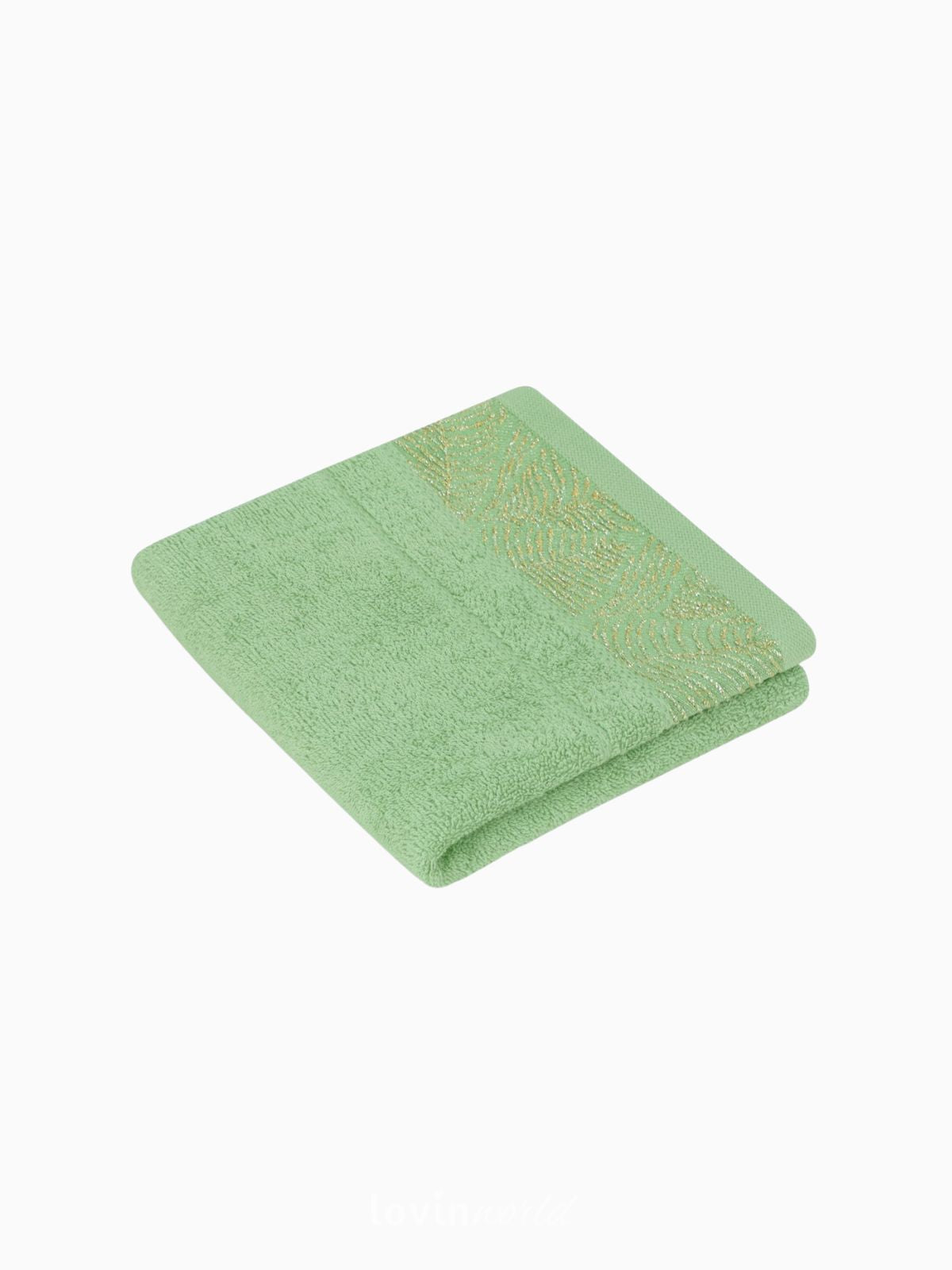 Set 3 Asciugamani da bagno Bellis in 100% cotone, colore verde-2