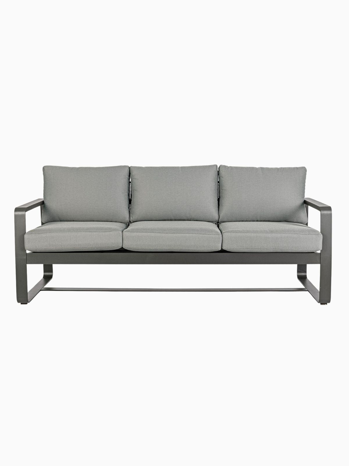 Divano da esterno 3 sedute Merrigan in alluminio, colore grigio-2