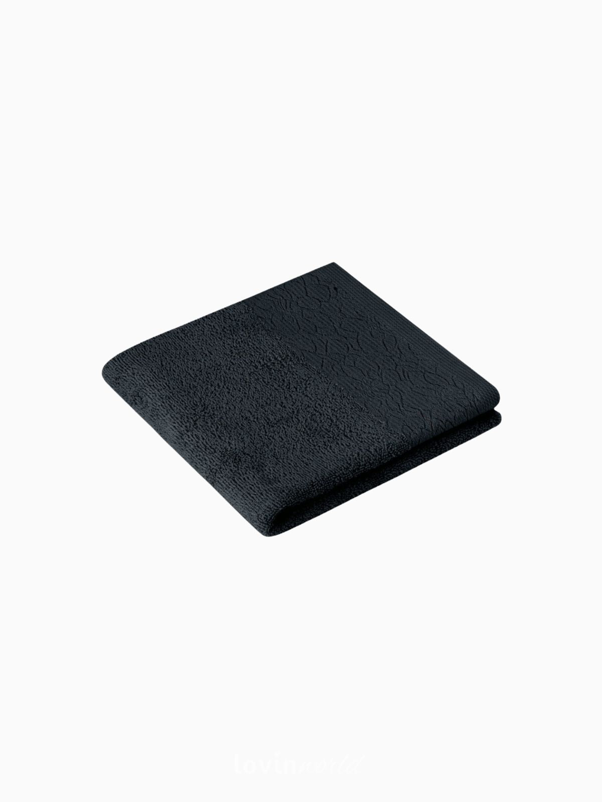 Set 2 Asciugamani da bagno Flos in 100% cotone, colore nero-2