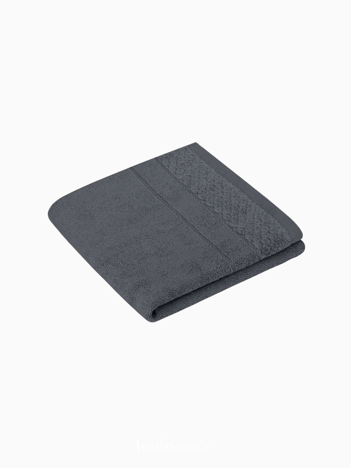 Set 3 Asciugamani da bagno Rubrum in 100% cotone, colore grigio-2