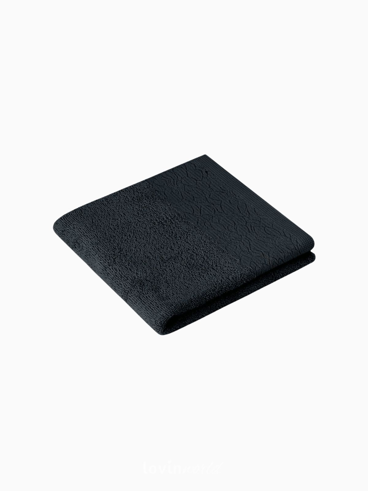 Set 3 Asciugamani da bagno Flos in 100% cotone, colore nero-2