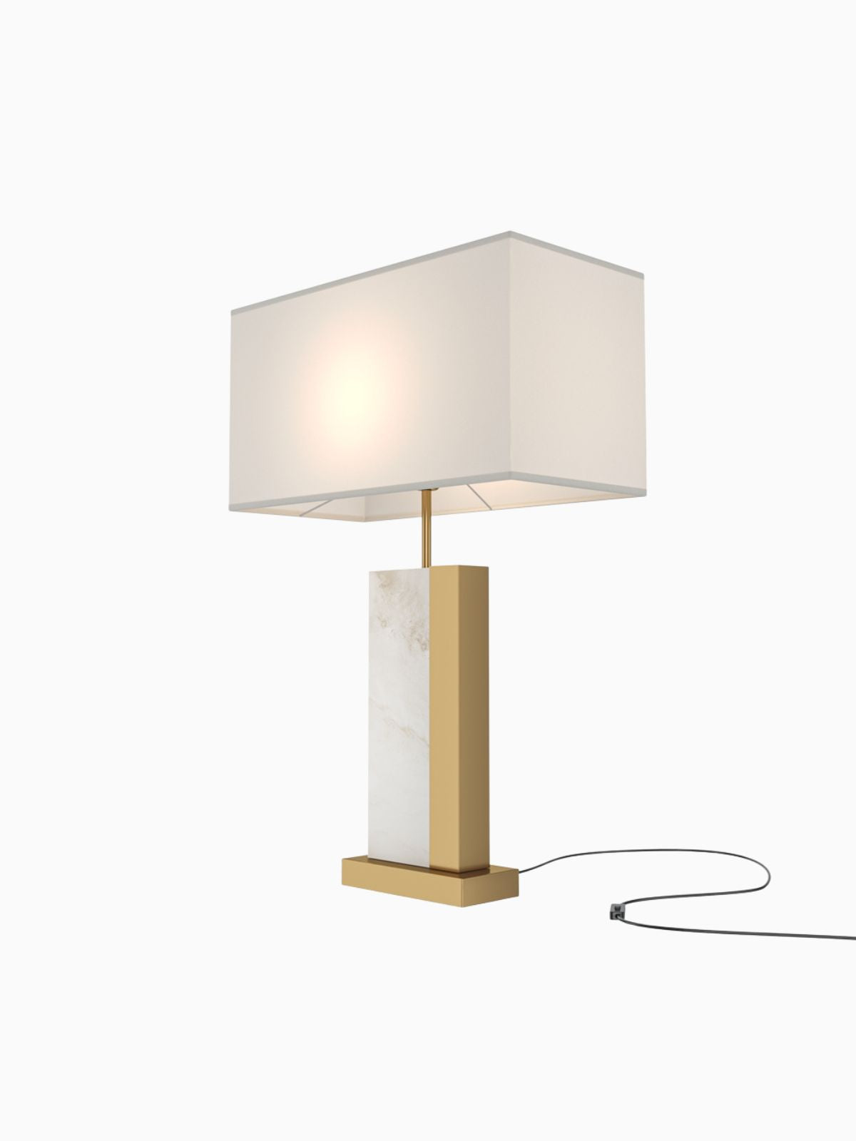 Lampada da tavolo Bianco, in colore ottone-2