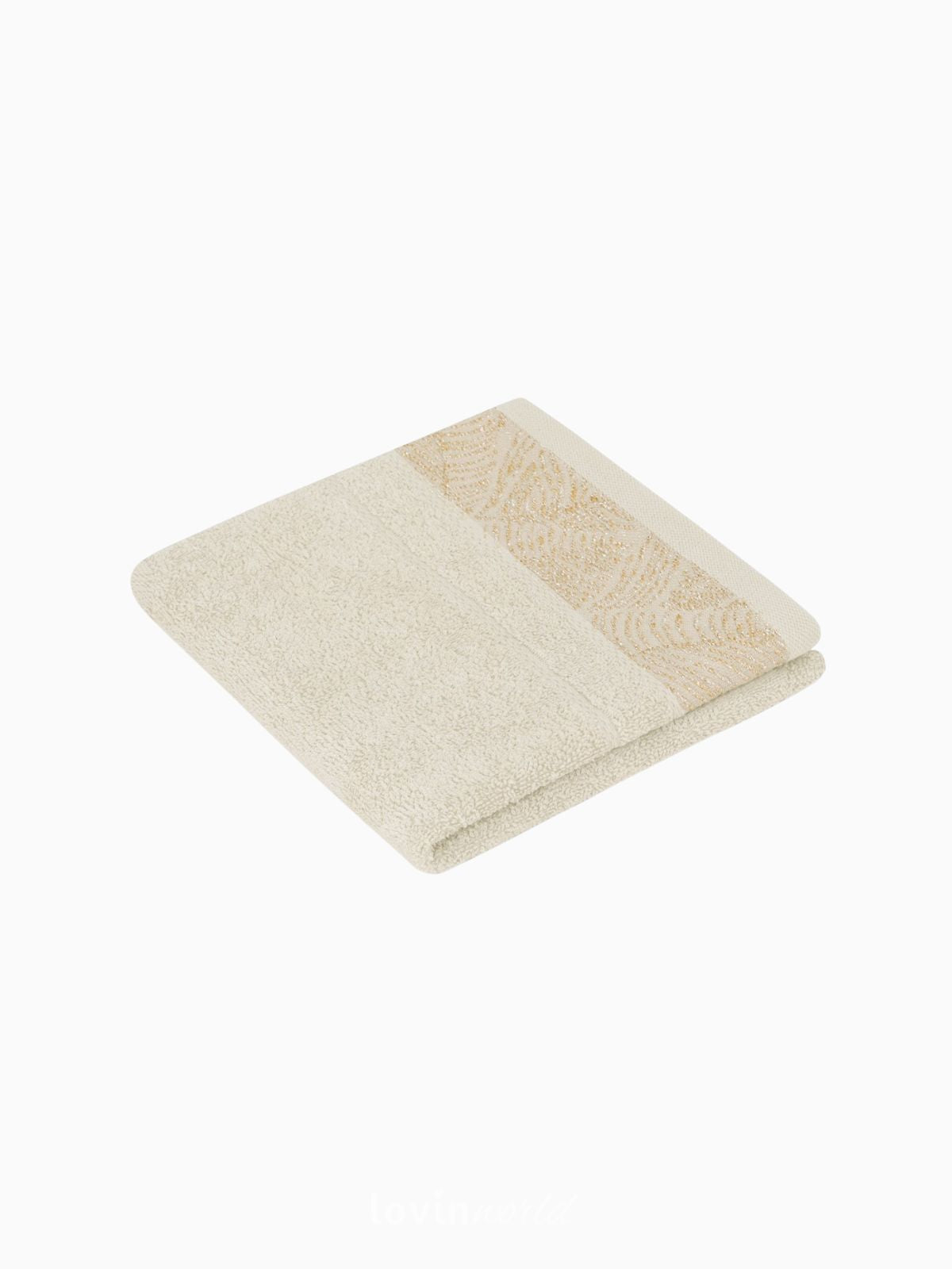 Set 3 Asciugamani da bagno Bellis in 100% cotone, colore beige-2