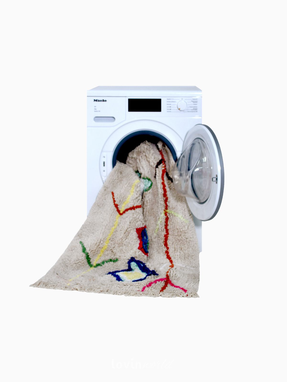Tappeto in cotone lavabile Mini-Kaarol Natural, 70x100 cm.-6