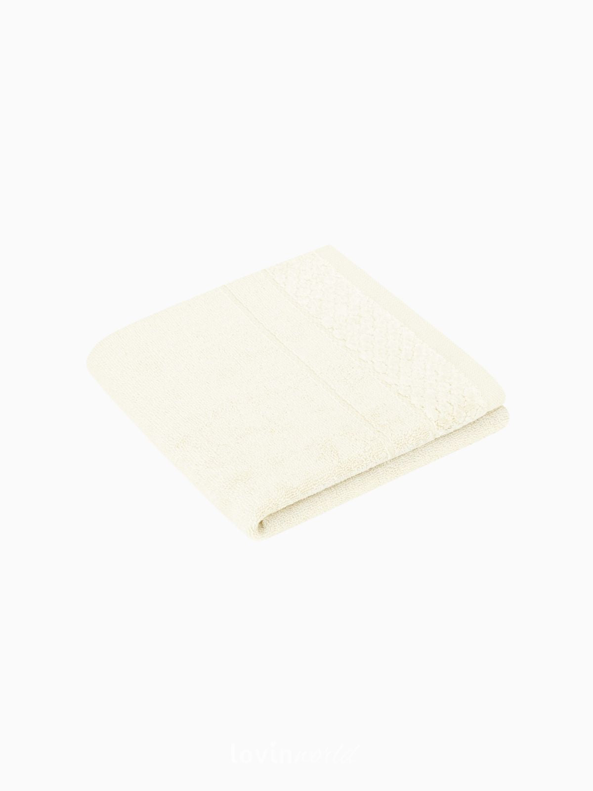 Set 2 Asciugamani da bagno Rubrum in 100% cotone, colore crema-2
