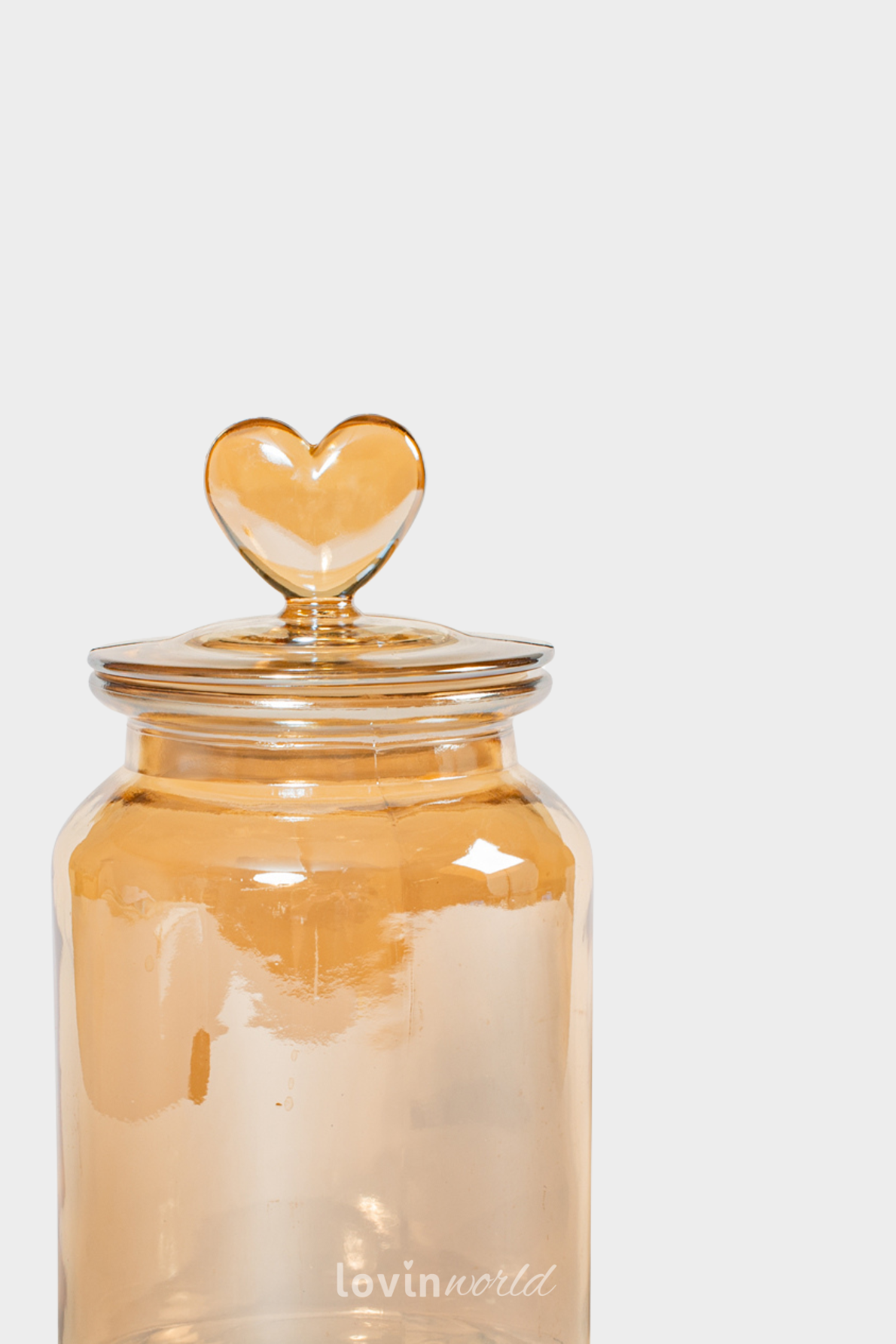 Barattolo in vetro ambrato con coperchio a forma di cuore 1000 cc.-2