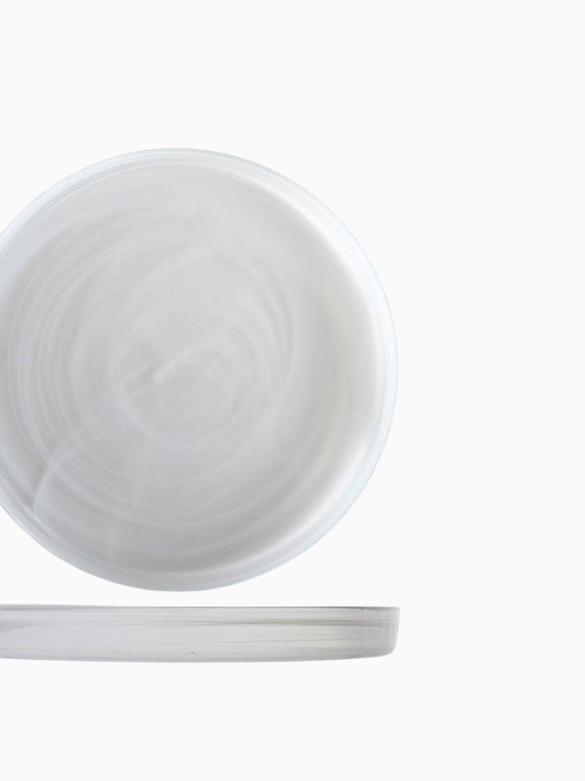 Set 6 piatti Alabastro realizzato in pasta di vetro bianca 21x2,5 cm.-3