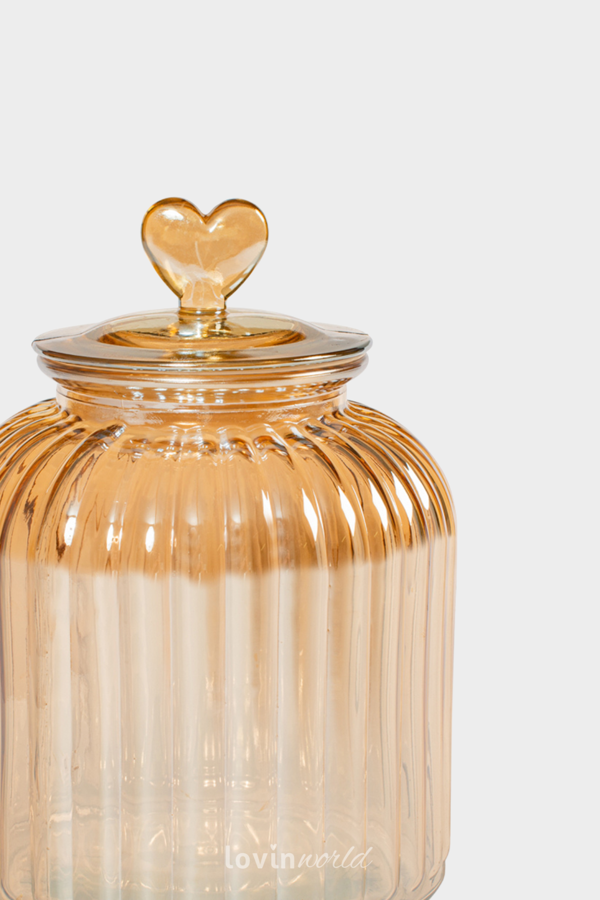 Barattolo in vetro ambrato con coperchio a forma di cuore 3700 cc.-3