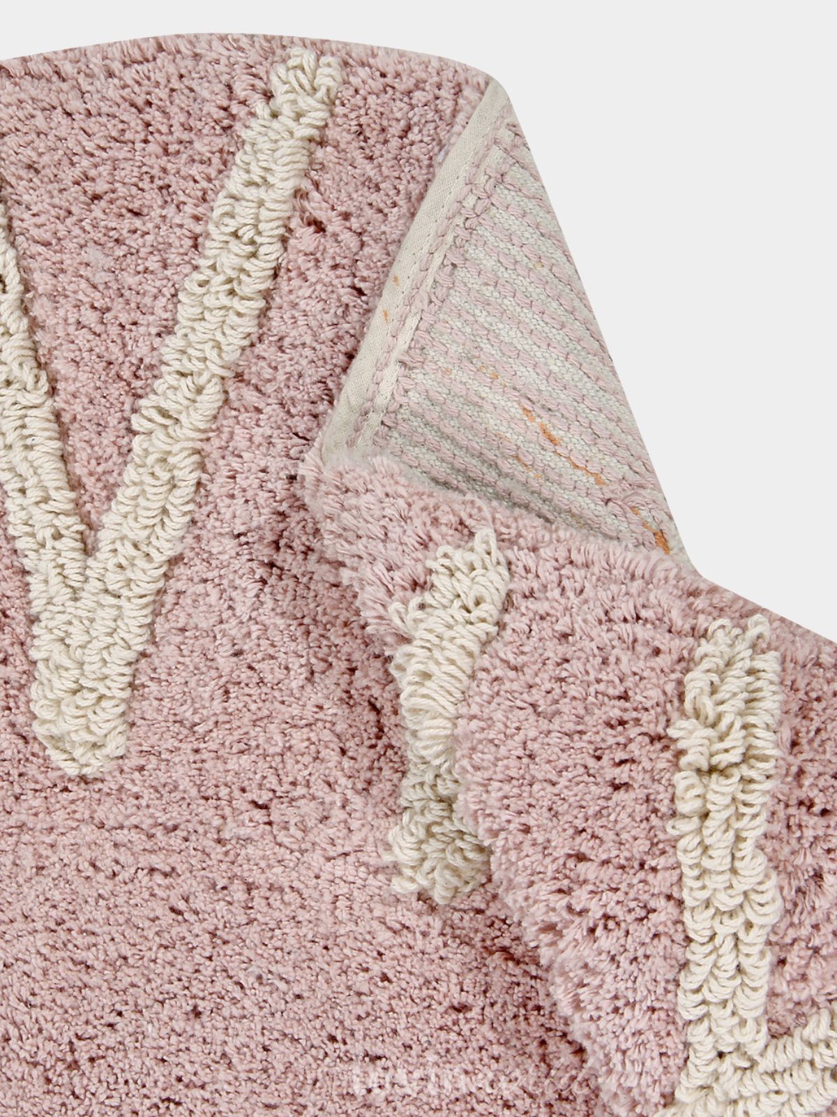 Tappeto in cotone lavabile rotondo ABC, in colore rosa vintage-4