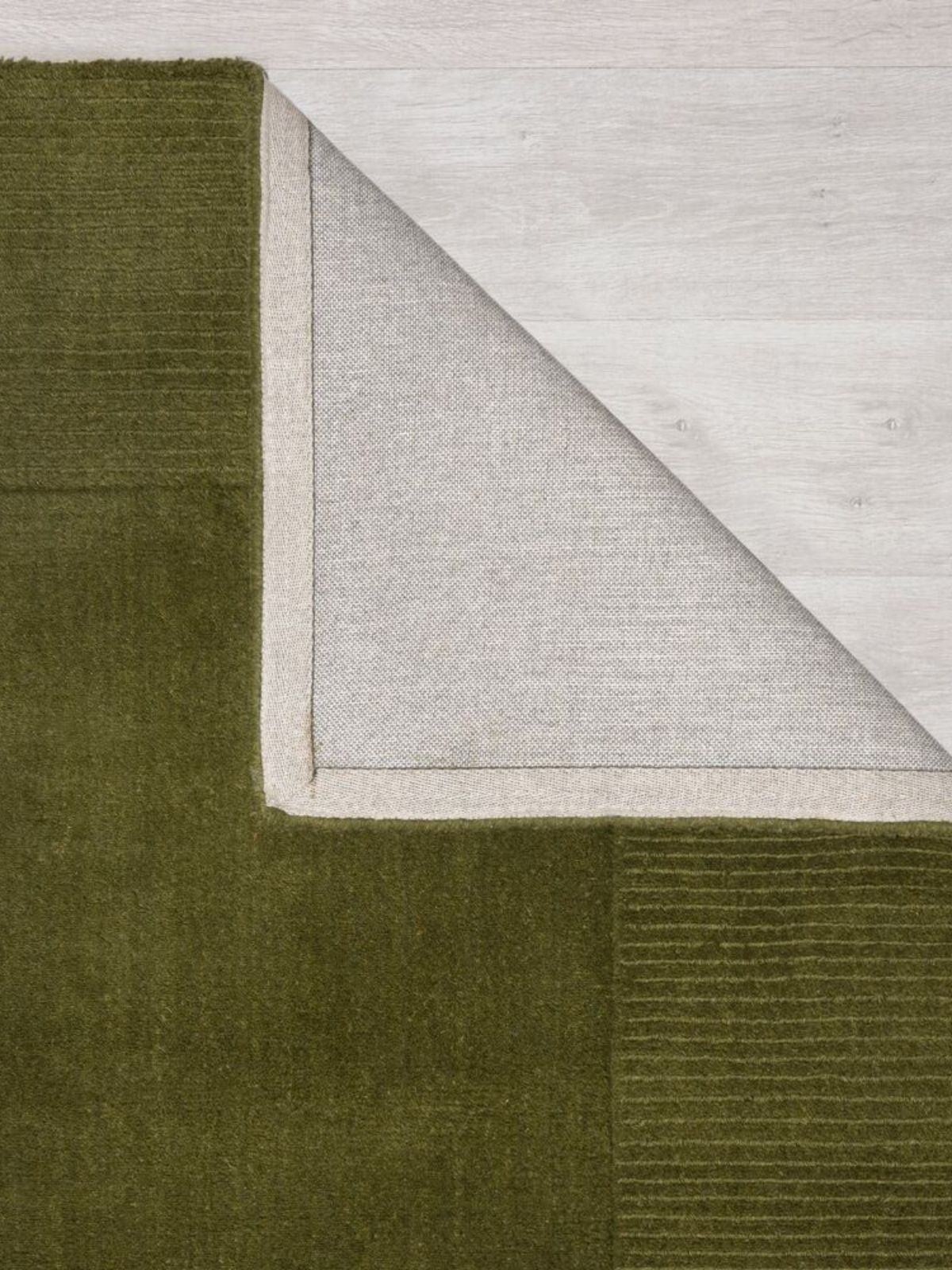 Tappeto di design Textured Wool Border in lana, colore verde-3
