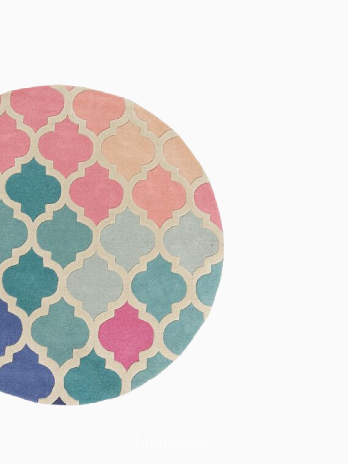 Tappeto rotondo di design Rosella in lana, multicolore 160x160 cm.-4